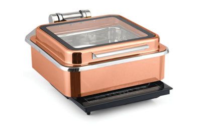 48fgi Rose Gold Chafing Dish With Glass Lid-7Liters